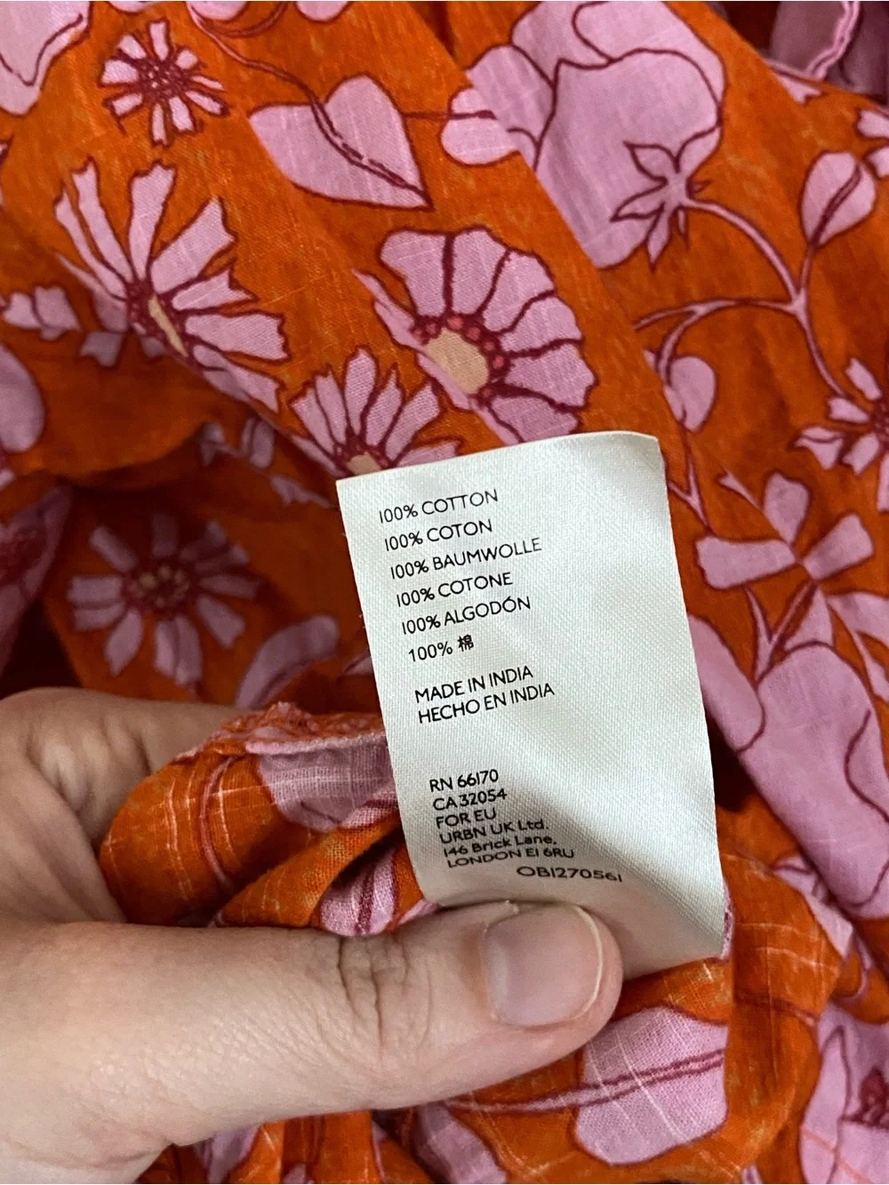 Free People Miss Daisy floral burnt orange puff sleeve smock blouse size medium